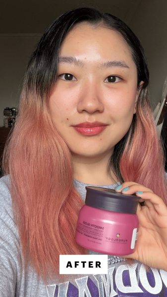 Han after applying the Pureology Smooth Gloss Mask