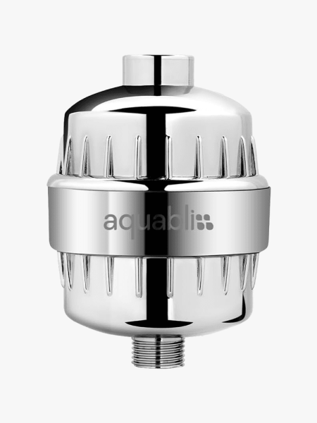 AquaBliss SF100 Daily Revitalize Shower Filter in branded component on a light gray background